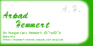 arpad hemmert business card